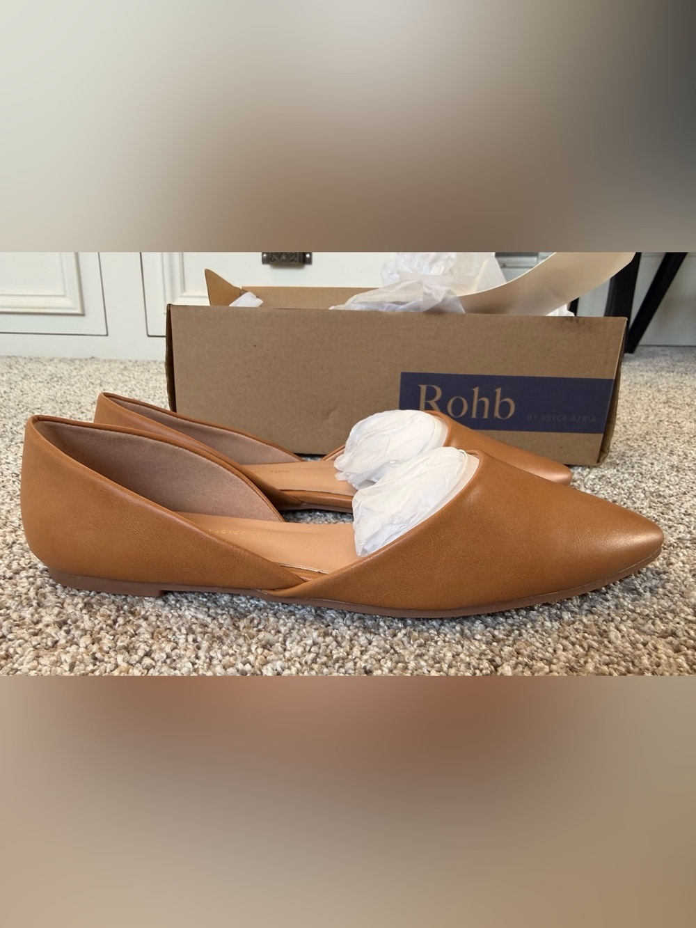ROHB Tan Leather Slip-On Provence Flats
